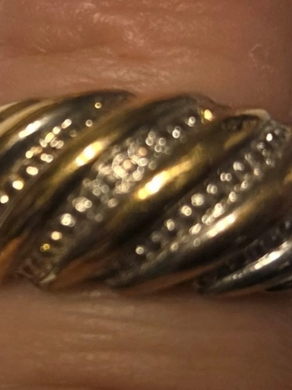 Vintage Gold-Plated and Silver Twisted Band Ring Size 6